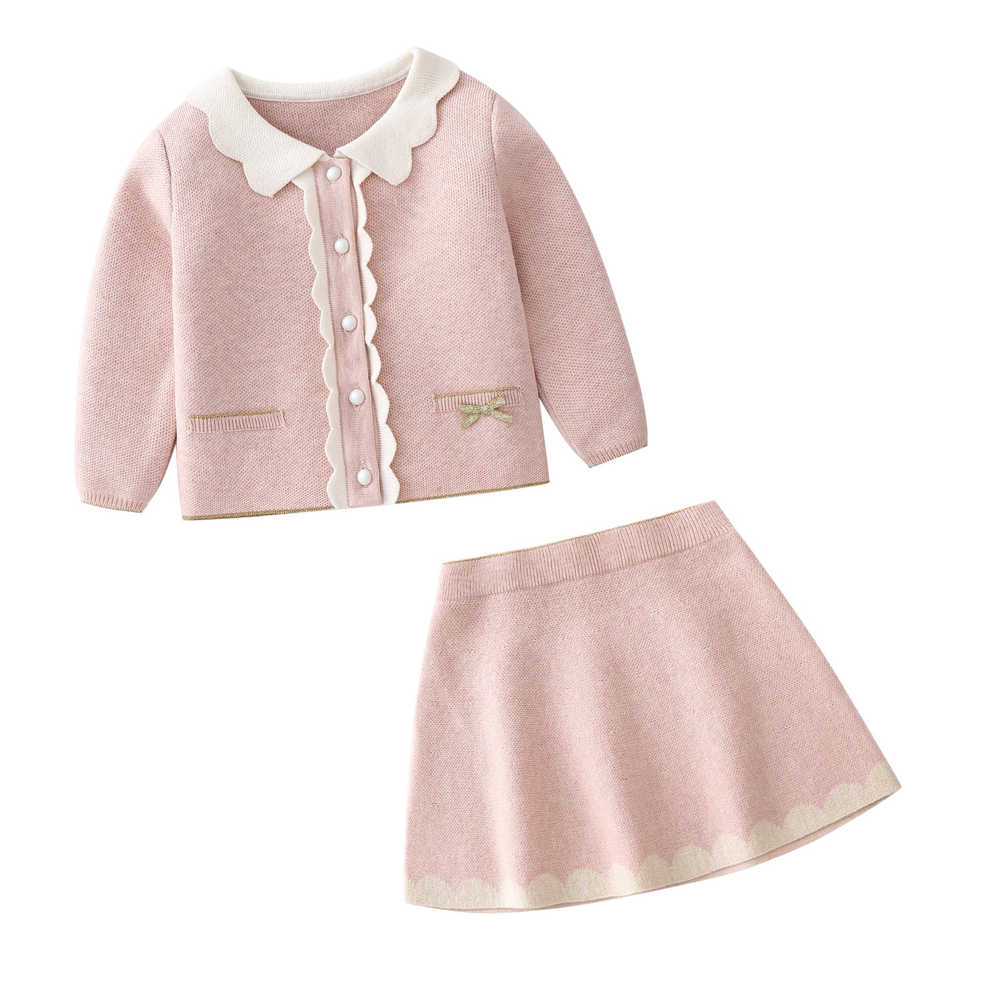 Baby Girl Cotton Knitted Cardigan And Skirt Suit Baby Girl Cotton Knitted Cardigan And Skirt Suit